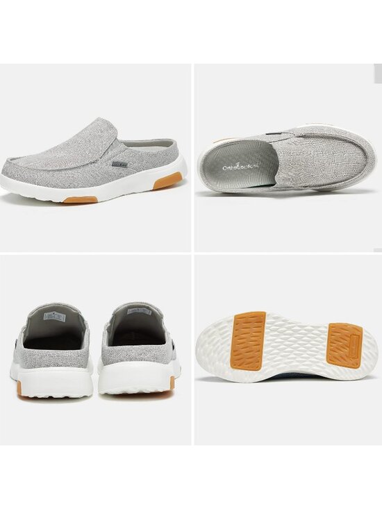 OrthoComfoot Mens Silver Grey Rubber Loafer Lightweight Breathable Slip On Shoes